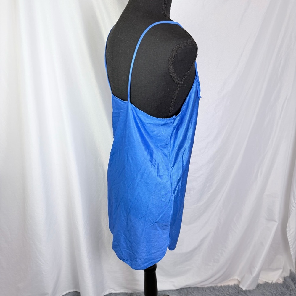 Vintage Janice Lee Blue Lace Trim Slip Nightgown Size L | Fantasy Nightwear - Picture 6 of 10